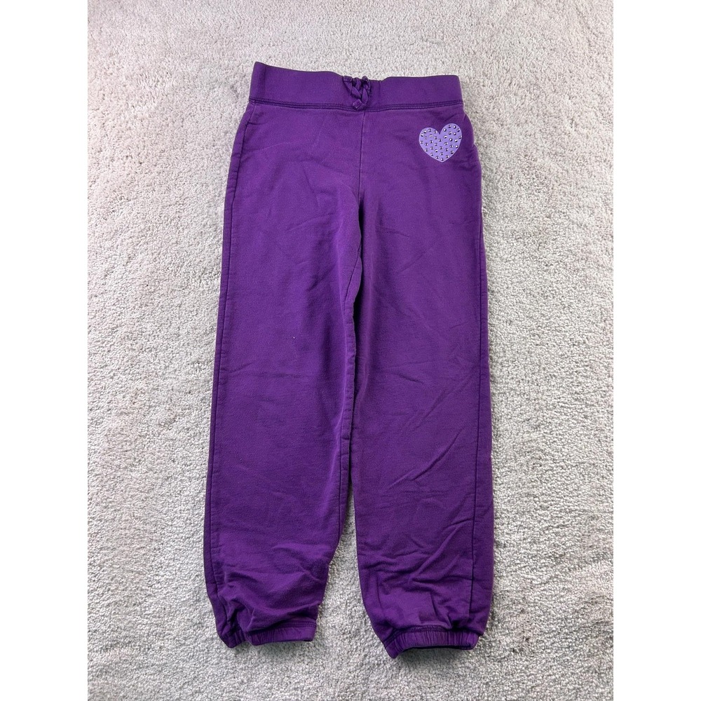 Circo Pants Girls Small 6 6X Purple Heart Embellished‎ Sweatpants Lounge Joggers